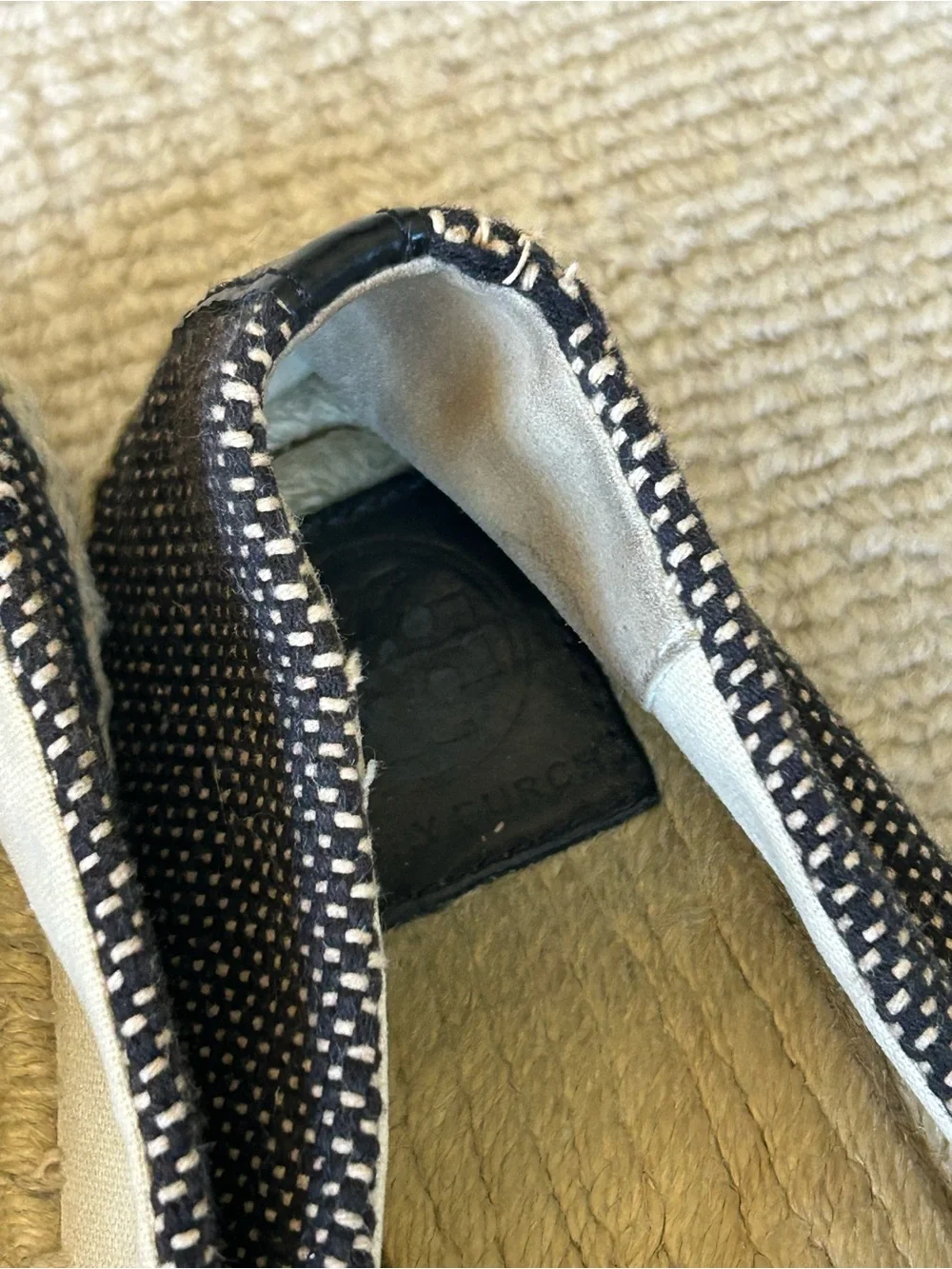 Tory Burch Black Patterned Espadrille Slip-Ons